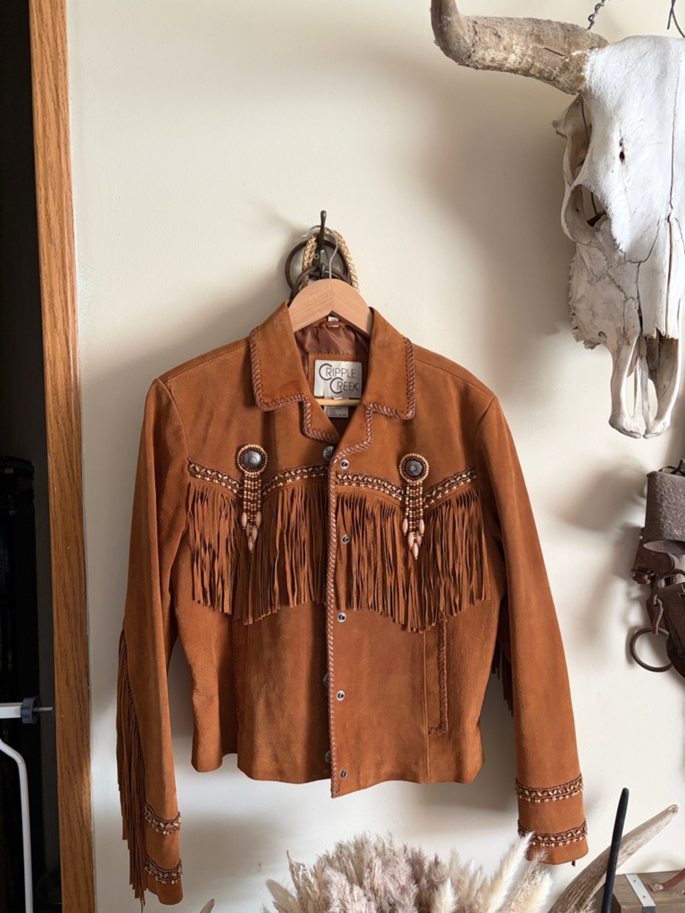 Cripple Creek Women’s Brown Suede Fringe Western Jacket